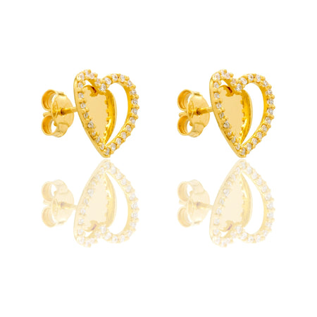 ORECCHINI DONNA DONNA CUORE A LASTRA LISCIA CON CONTORNO