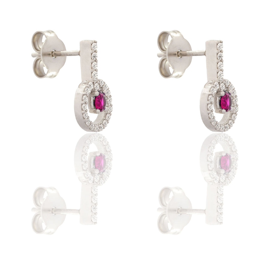 ORECCHINI DONNA DONNA CERCHIO PENDENTE CON PIETRA CENTRALE