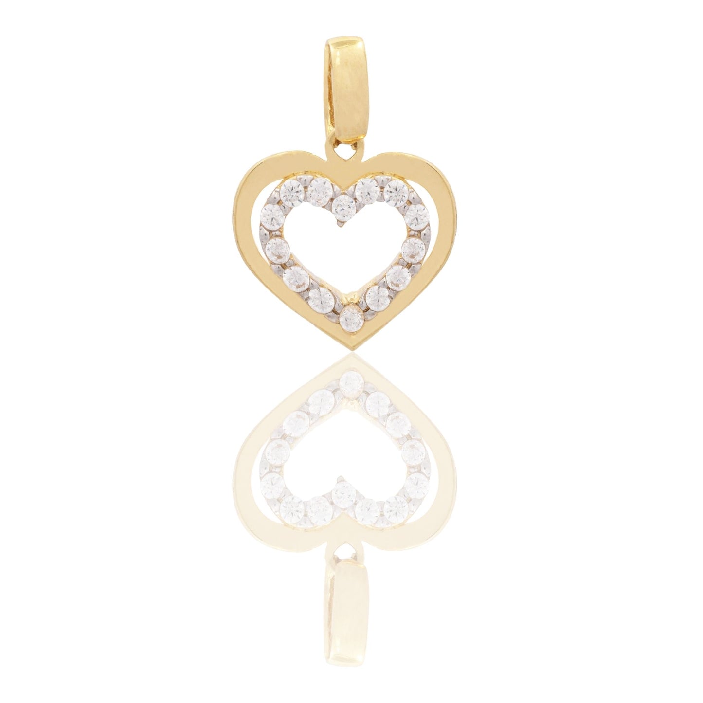 Ciondolo Oro Giallo Oro 18 carati Cuore Traforato Zirconi Bianchi cm.1,5