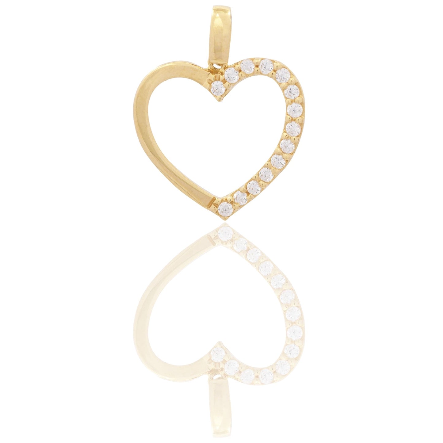 Ciondolo Oro Giallo Oro 18 carati Sagoma Cuore Zirconi Bianchi