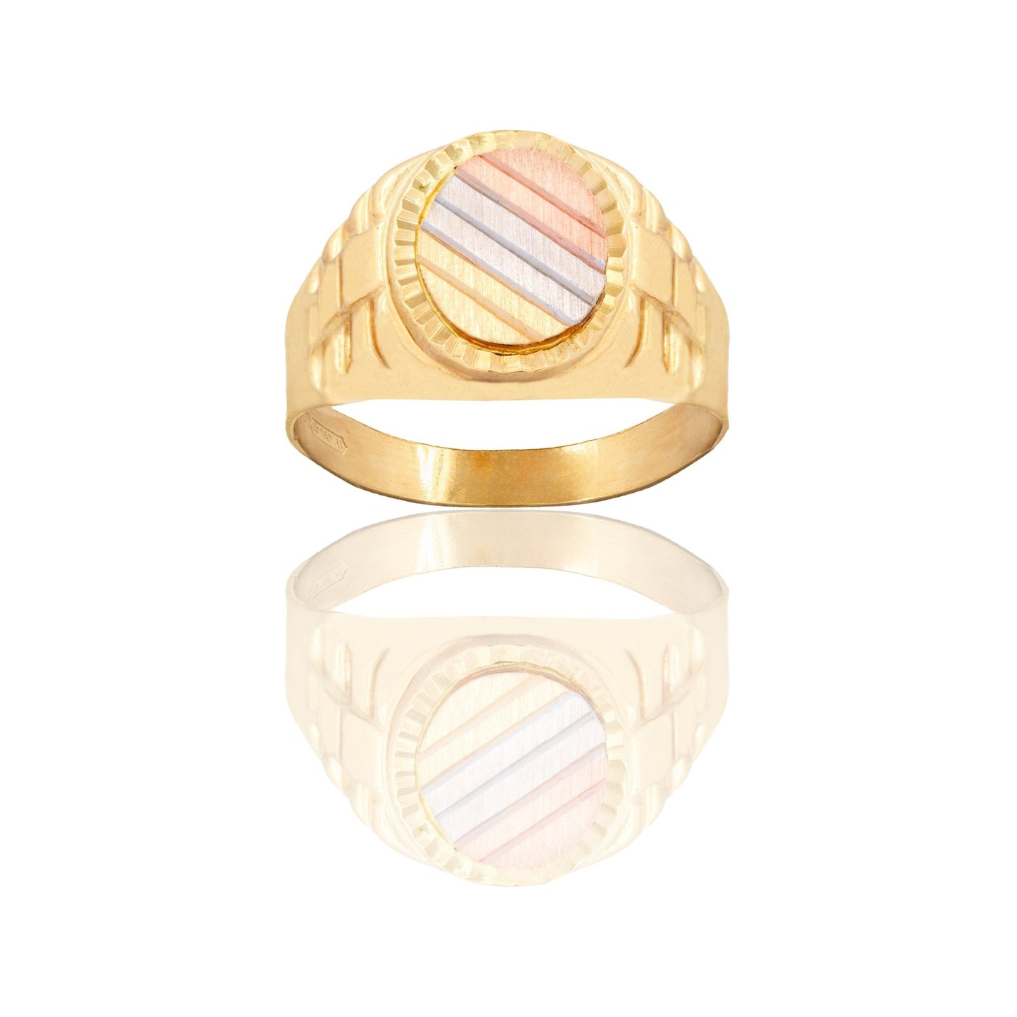 Anello Oro Giallo, Oro Bianco, Oro Rosa Oro 18 carati Uomo Scudo Tondo Solo Oro