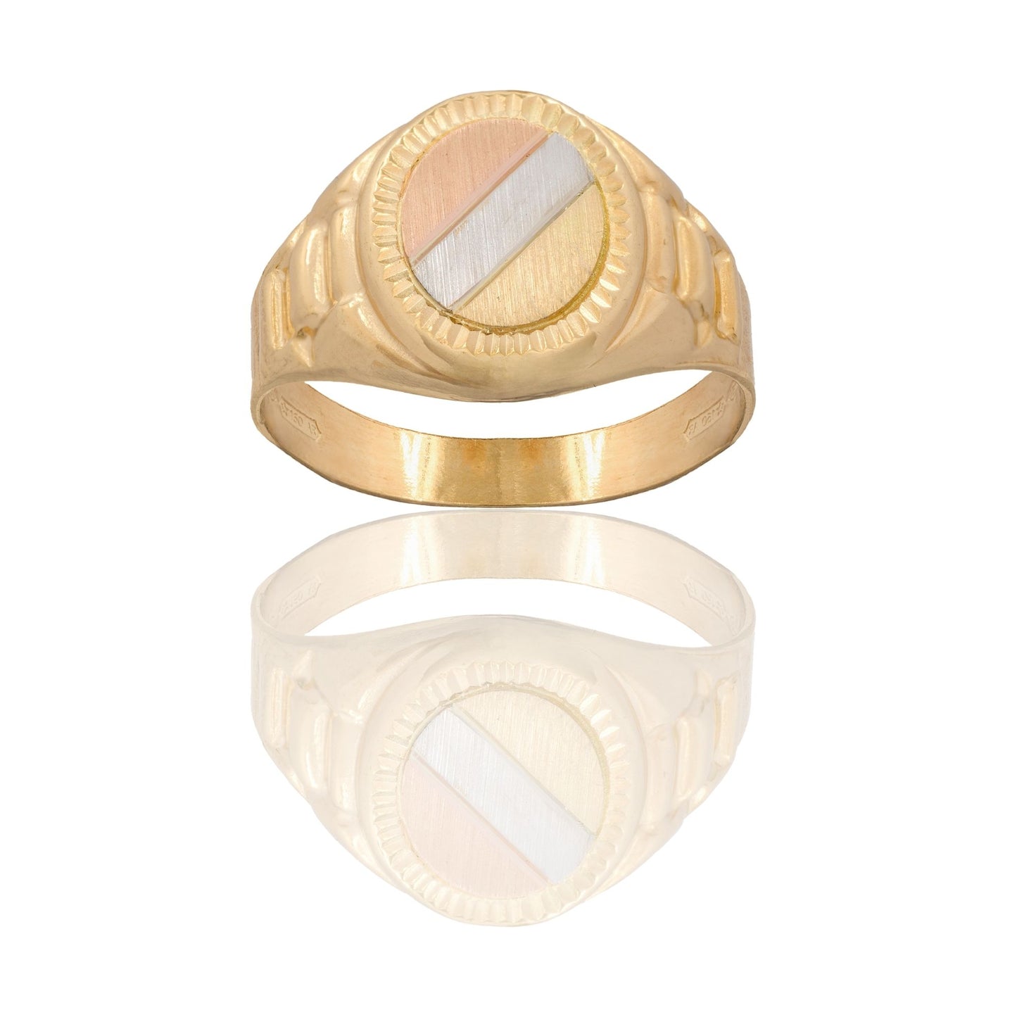 Anello Oro Giallo, Oro Bianco, Oro Rosa Oro 18 carati Uomo Scudo Tondo Solo Oro