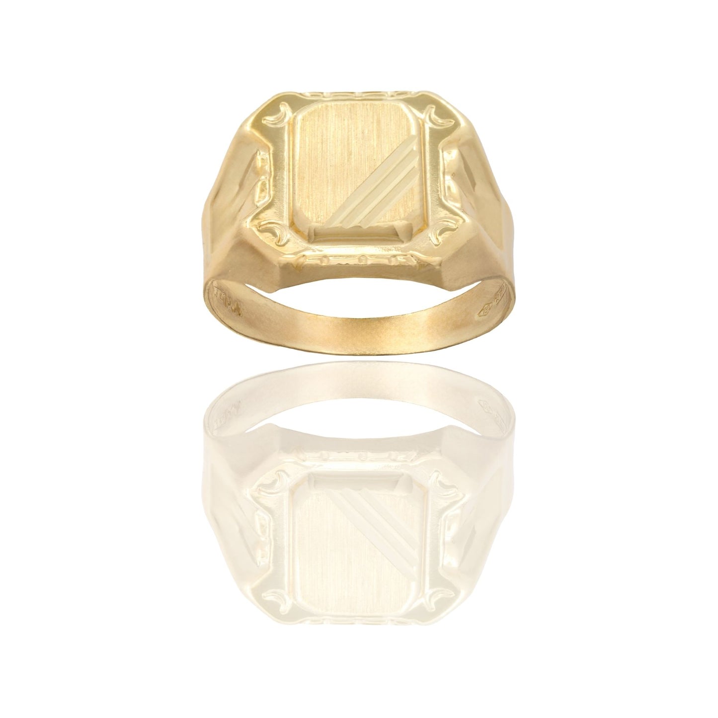 Anello Oro Giallo Oro 18 carati Uomo Scudo Quadrato Solo Oro