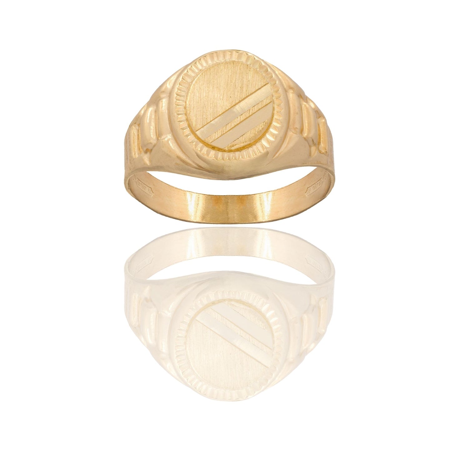 Anello Oro Giallo Oro 18 carati Uomo Scudo Tondo Solo Oro