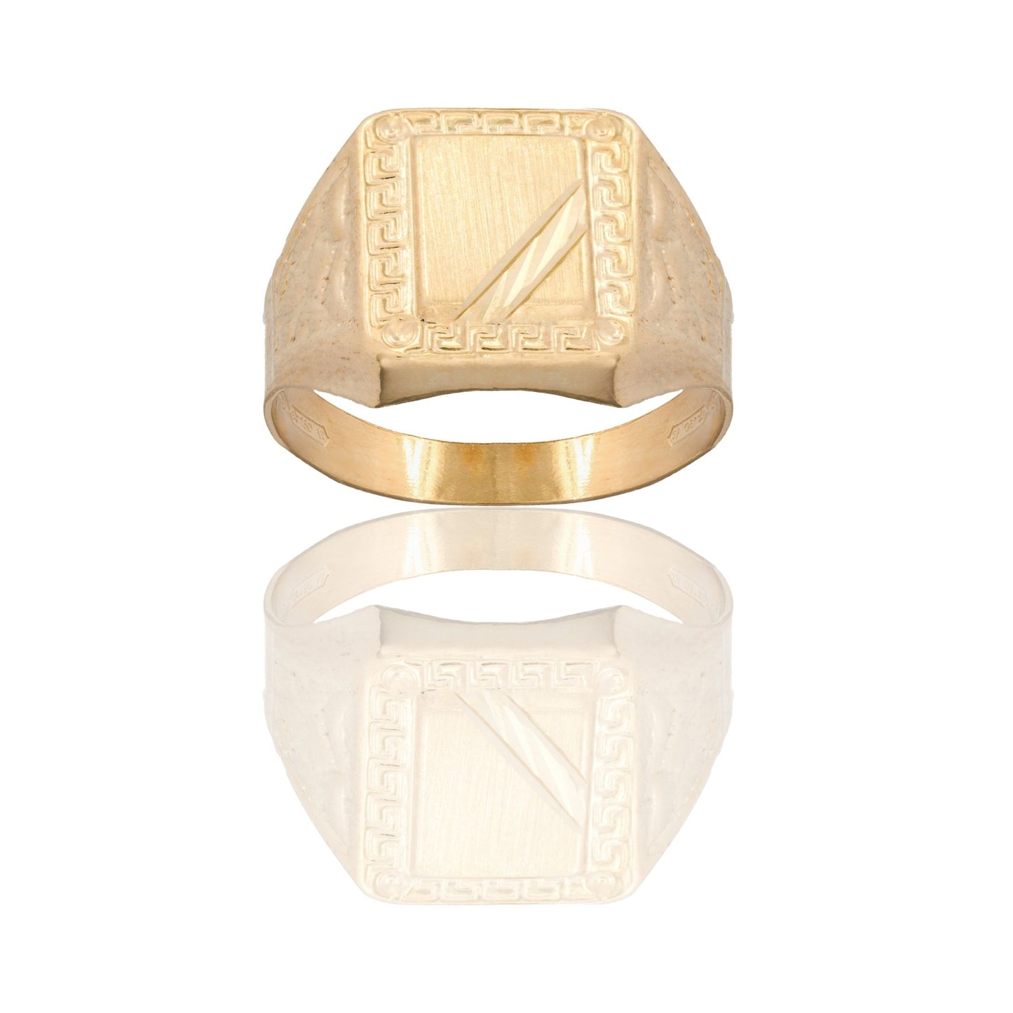 Anello Oro Giallo Oro 18 carati Uomo Scudo Quadrato Solo Oro