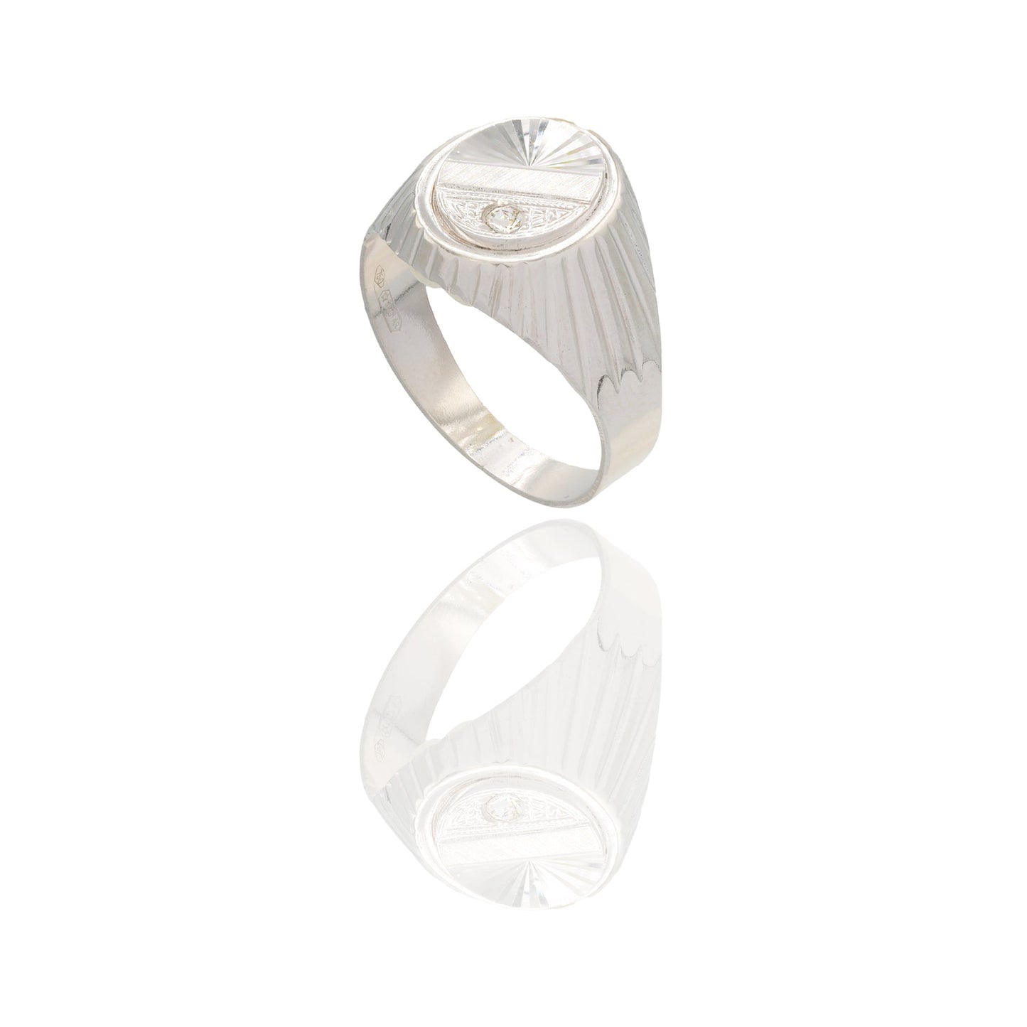 Anelli Oro Bianco Microfusione Zircone Bianco Spessore Gambo mm. 3,6