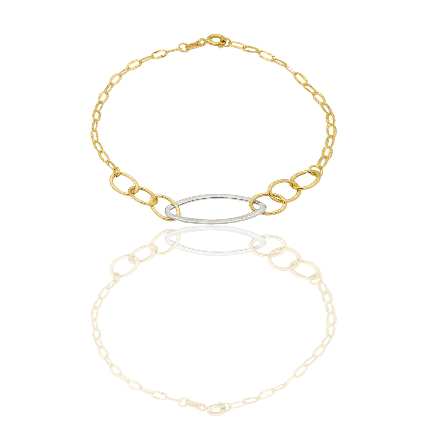 Bracciali Oro Giallo Oro Bianco Oro 18 carati maglie fantasia Solo oro 19,5cm x 1cm
