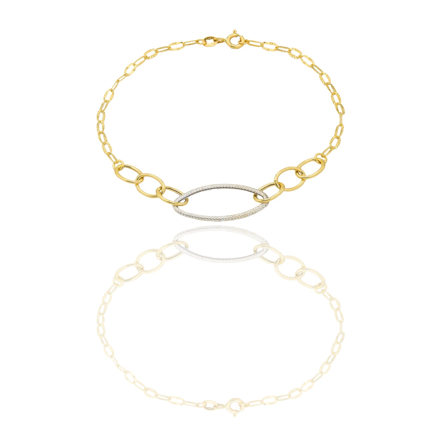 Bracciali Oro Giallo Oro Bianco Oro 18 carati maglie fantasia Solo oro 19,5cm x 1cm