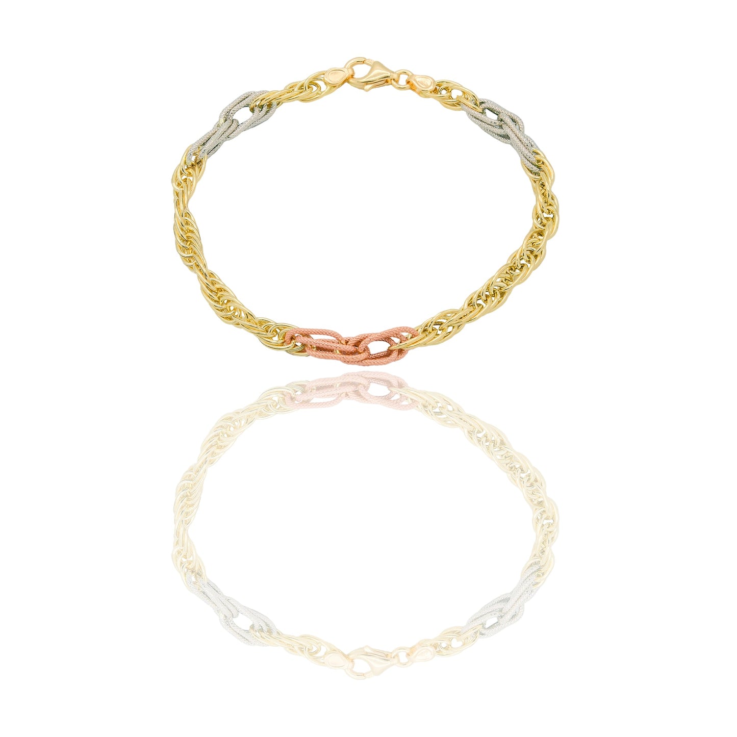 Bracciali Oro Giallo Oro Bianco, Oro Rosa Oro 18 carati maglie fantasia Solo oro 19,5cm x 0,5cm