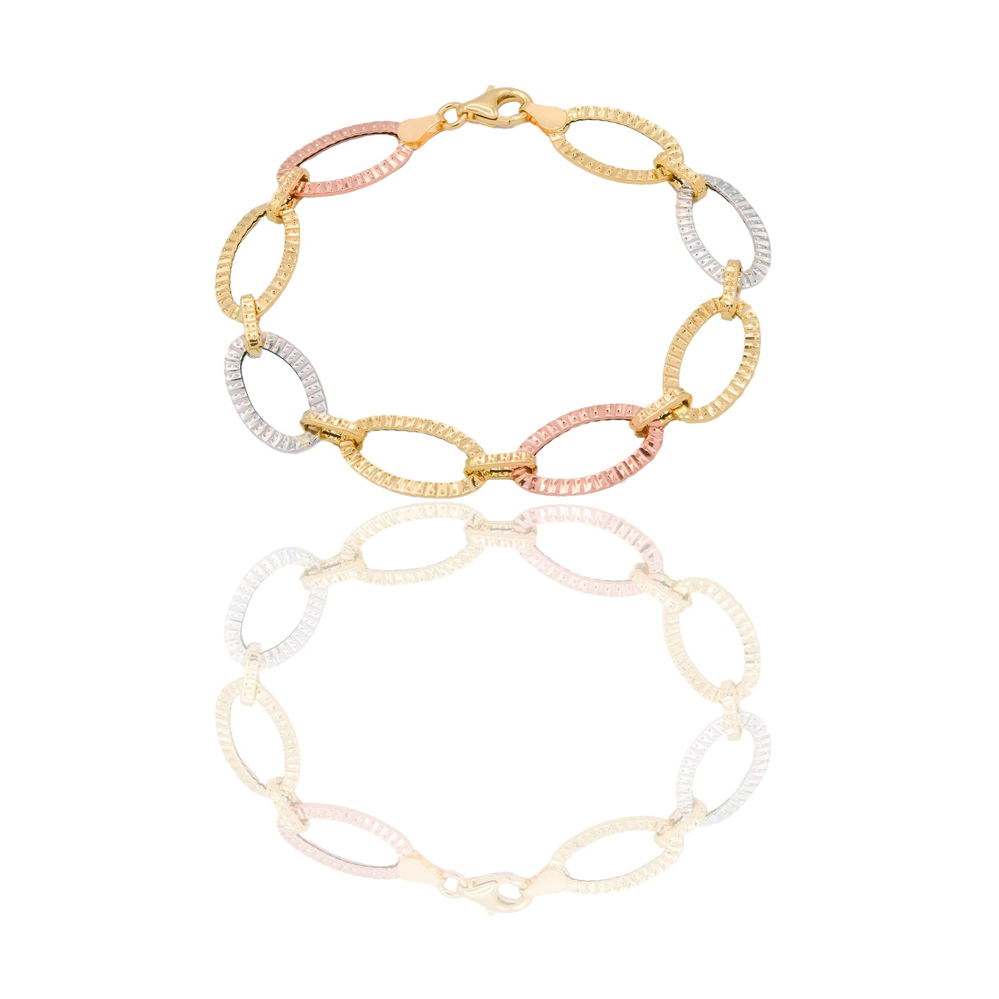 Bracciali Oro Giallo Oro Bianco, Oro Rosa Oro 18 carati maglie fantasia Solo oro 19cm x 1cm