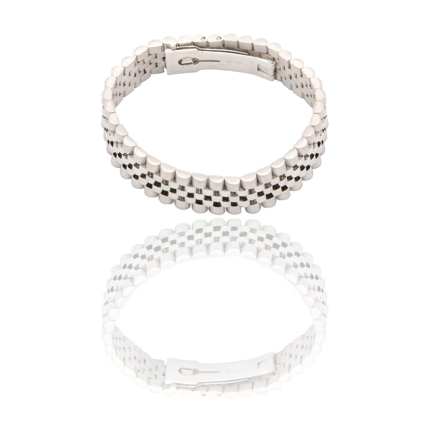 Bracciali Oro Bianco Oro 18 carati maglia giubile Solo Oro spessore 14mm