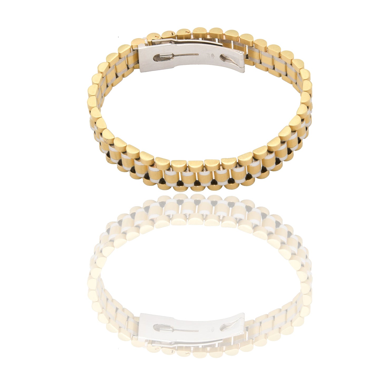 Bracciali Oro Giallo Oro Bianco Oro 18 carati Maglia president Solo Oro spessore 12mm