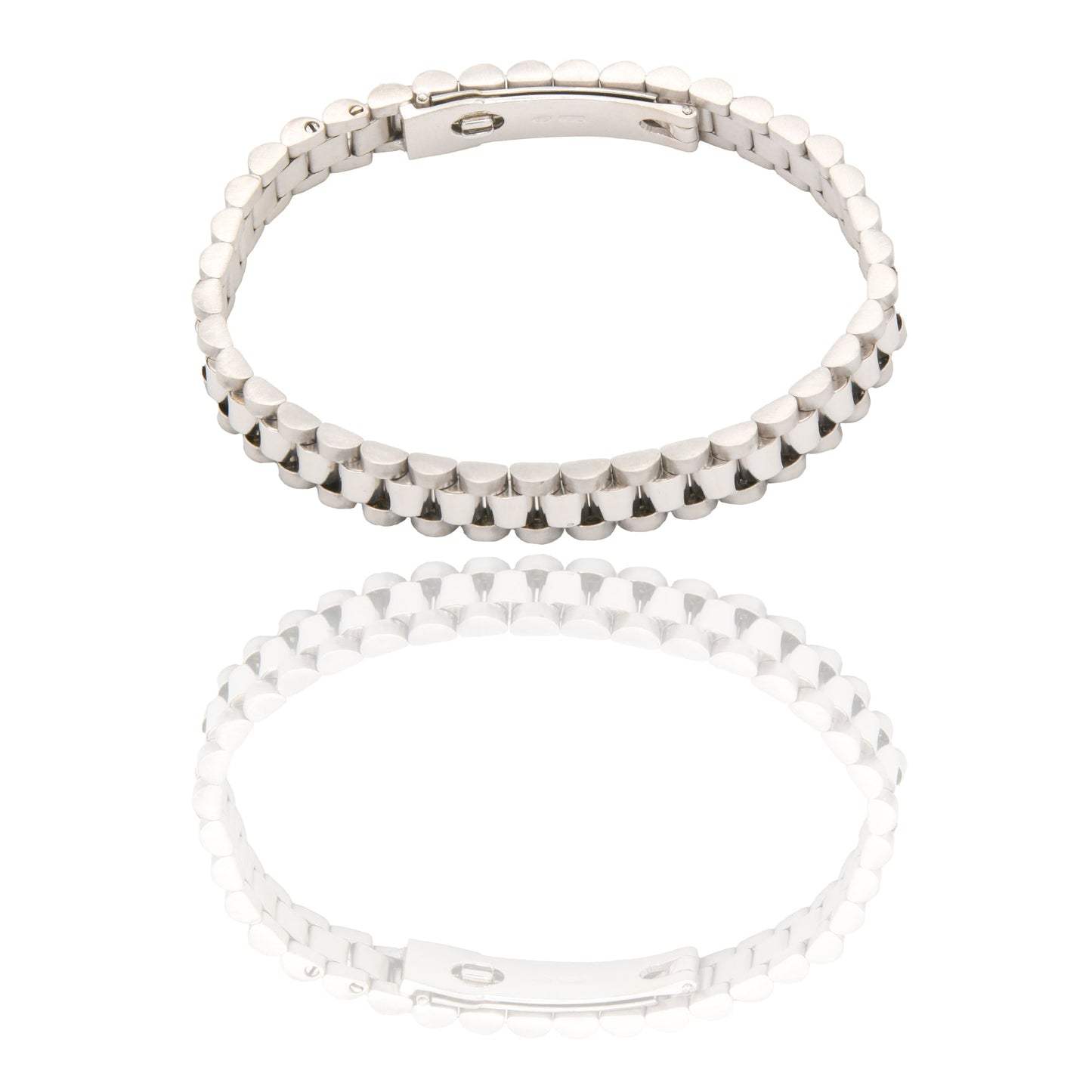 Bracciali Oro Bianco Oro 18 carati Maglia president Solo Oro spessore 8mm