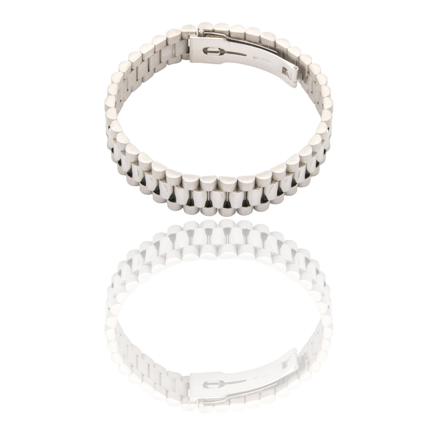 Bracciali Oro Bianco Oro 18 carati Maglia president Solo Oro spessore 14mm