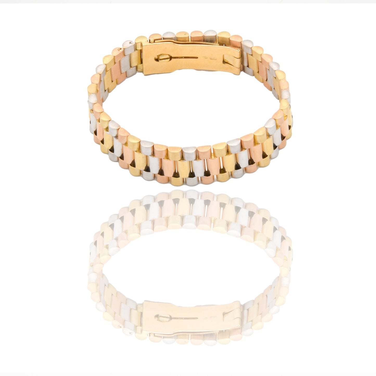 Bracciali Oro Rosa, Oro Giallo Oro Bianco Oro 18 carati Maglia president Solo Oro spessore 14mm