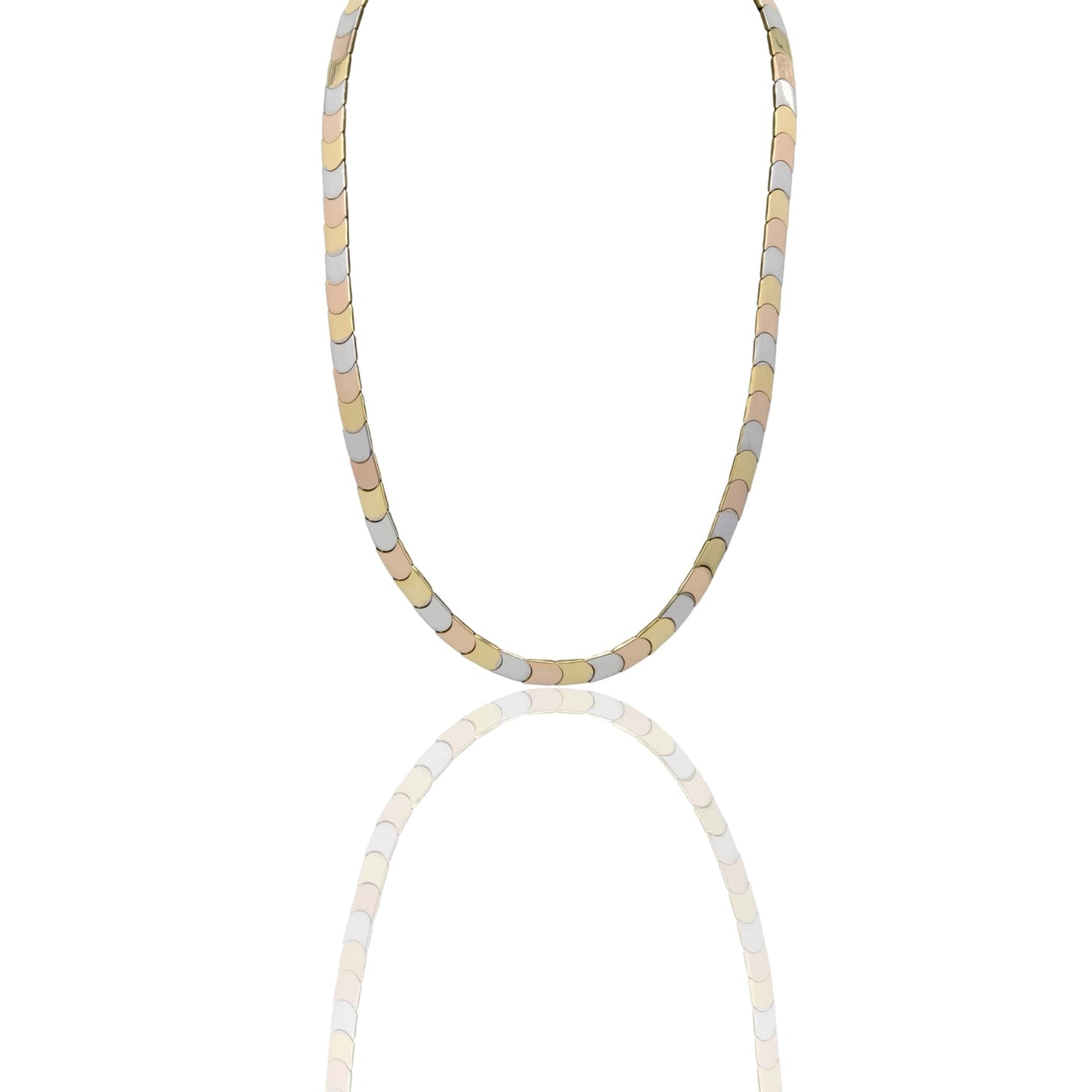 Collana Oro Giallo, Oro Bianco, Oro Rosa Oro 18 carati Piatta Semirigida Solo Oro