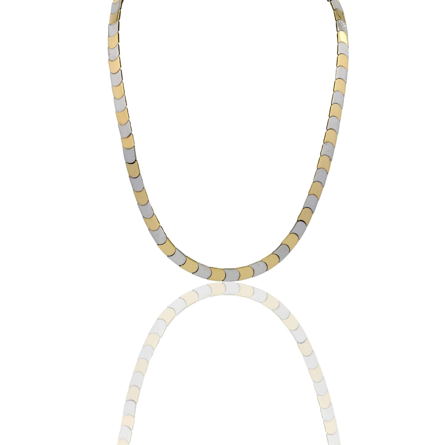 Collana Oro Giallo, Oro Bianco Oro 18 carati Piatta Semirigida Solo Oro