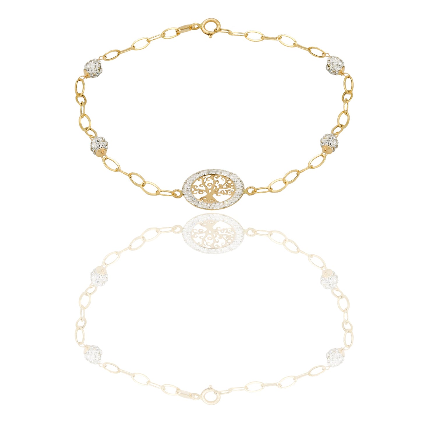 Bracciali Oro Giallo Maglia Resina e Zirconi cm. 18,5