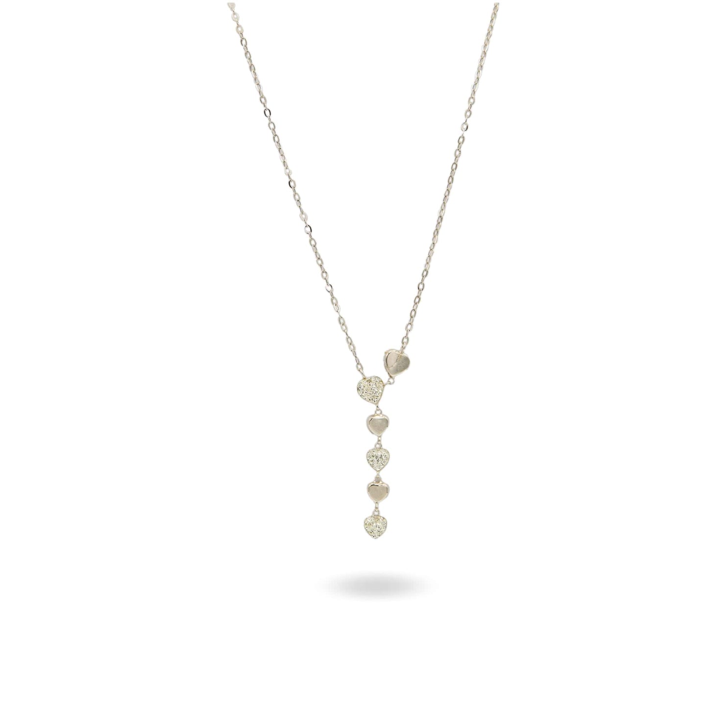 Collana Oro Bianco Oro 18 carati Catena Con Elementi Zirconati Zirconi Bianchi