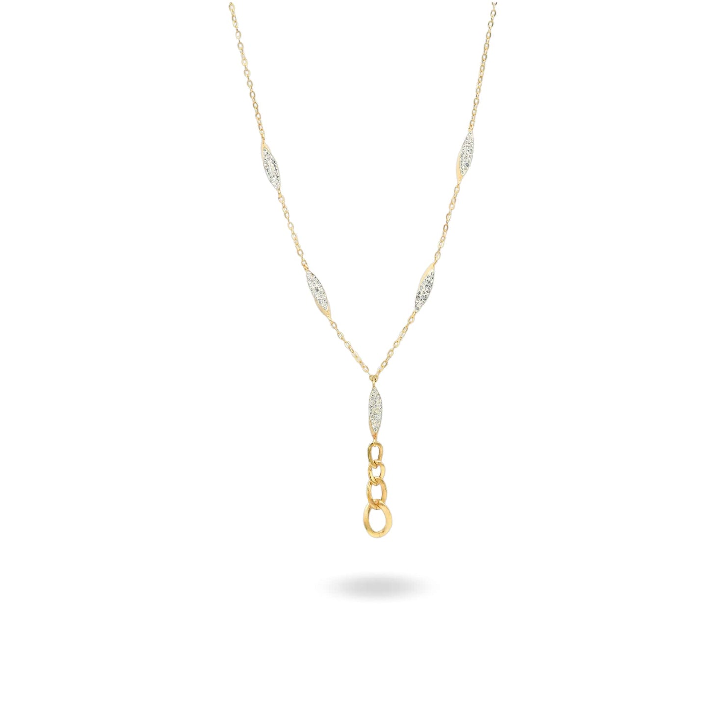 Collana Oro Giallo Oro 18 carati Catena Con Elementi Zirconati Zirconi Bianchi