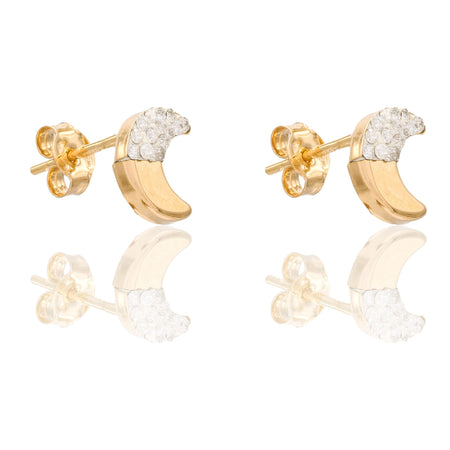 ORECCHINI DONNA LUNA META' LUCIDA META' ZIRCONATA