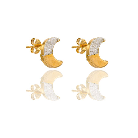 ORECCHINI DONNA LUNA META' LUCIDA META' ZIRCONATA