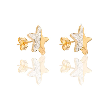 ORECCHINI DONNA STELLA META' LUCIDI META' ZIRCONATI
