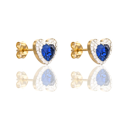 ORECCHINI DONNA CUORE PIETRA CENTRALE CONTORNO PAVE'