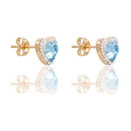 ORECCHINI DONNA CUORE PIETRA CENTRALE CONTORNO PAVE'