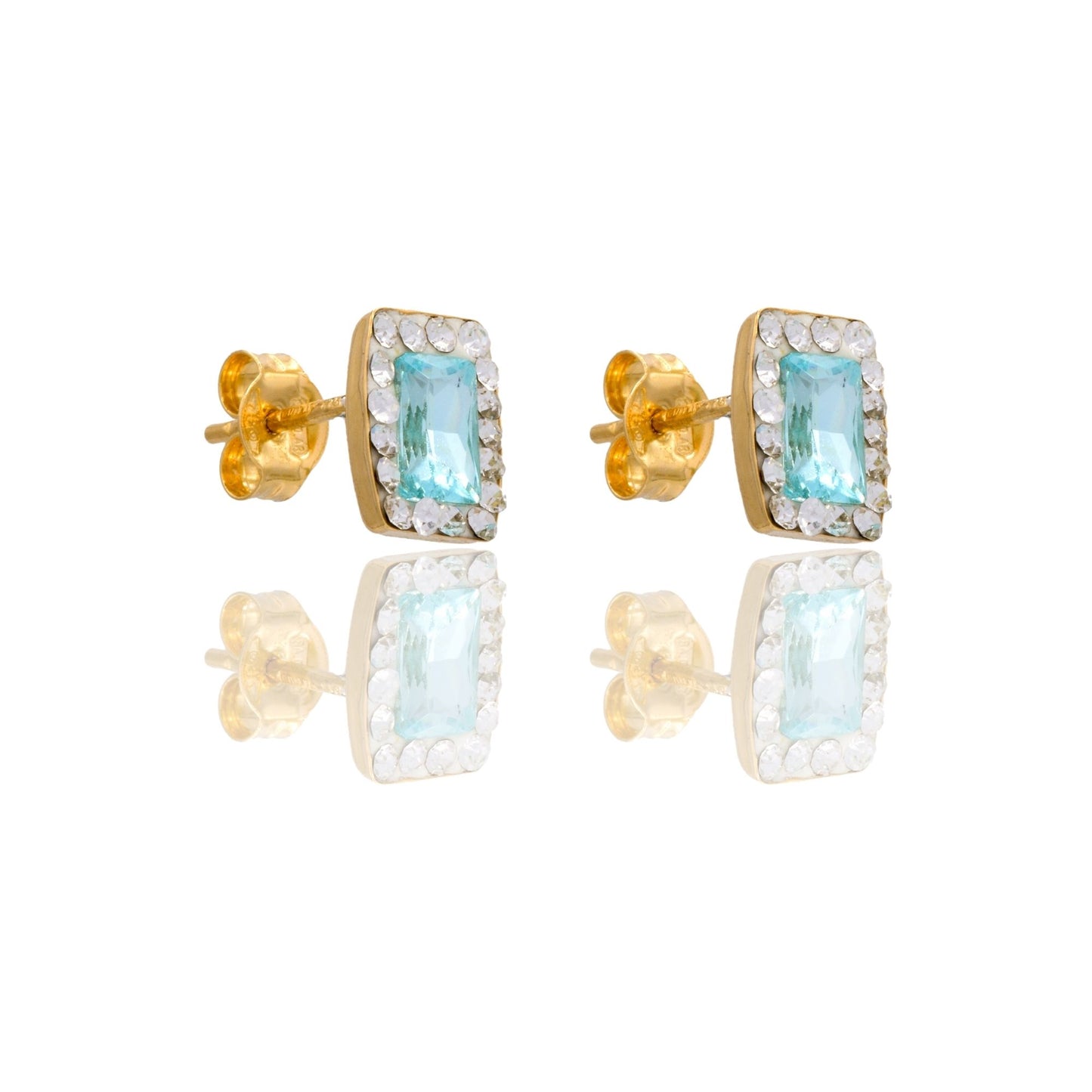 ORECCHINI DONNA RETTANGOLO PIETRA CENTRALE E CONTORNO