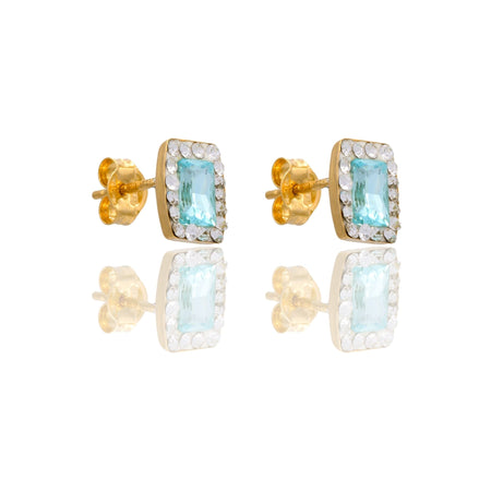 ORECCHINI DONNA RETTANGOLO PIETRA CENTRALE E CONTORNO