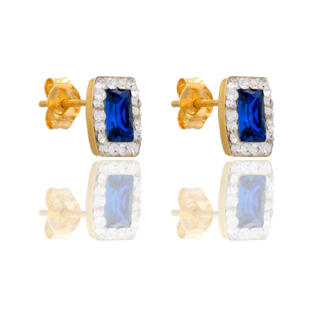 ORECCHINI DONNA RETTANGOLO PIETRA CENTRALE E CONTORNO