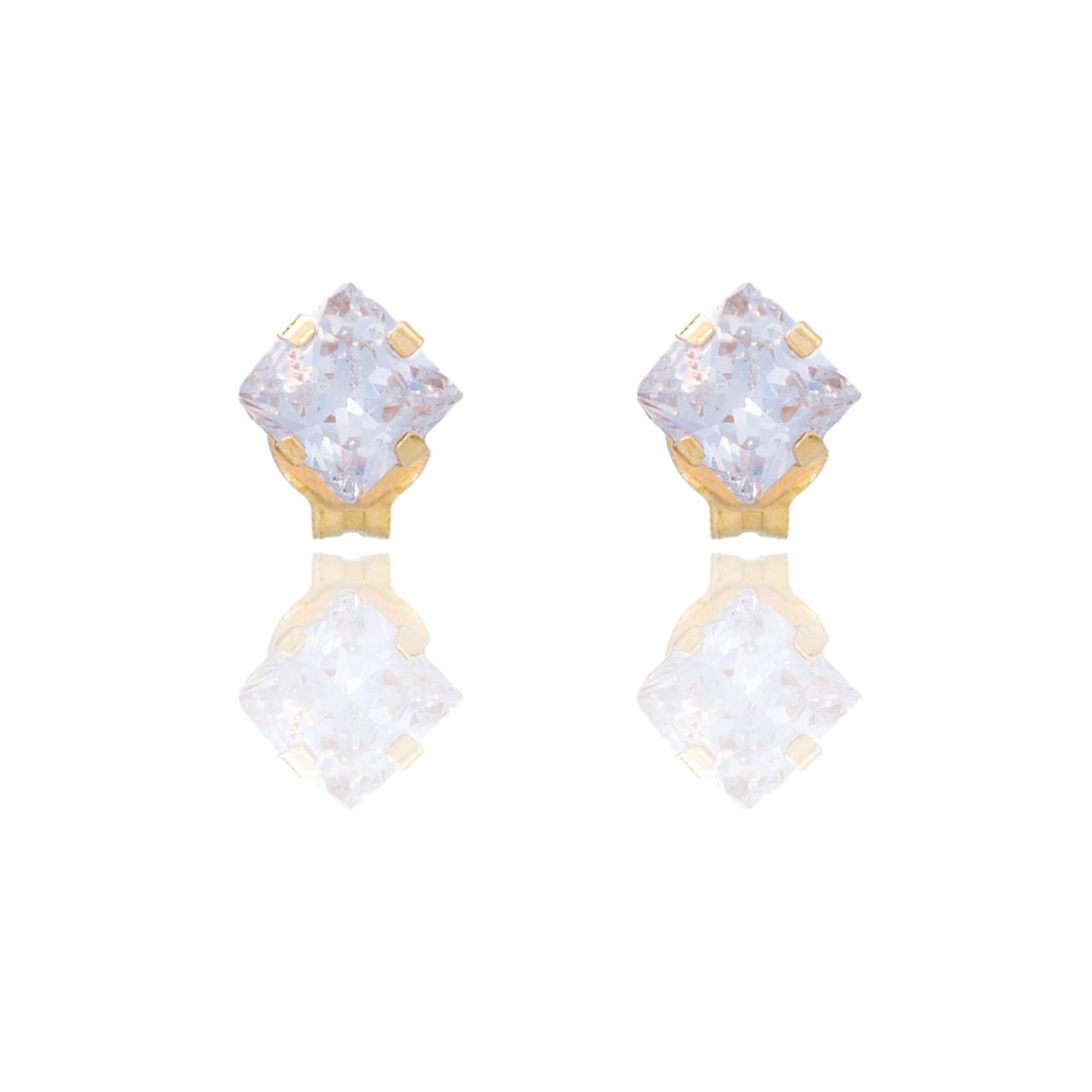 Orecchini Oro Giallo Oro 18 carati Punto Luce 4 Griffe Zircone Bianco