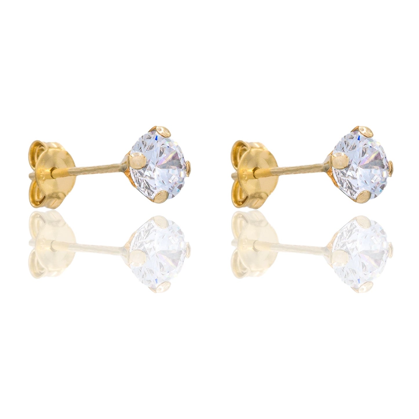 Orecchini Oro Giallo Oro 18 carati Punto Luce 4 Griffe Zircone Bianco