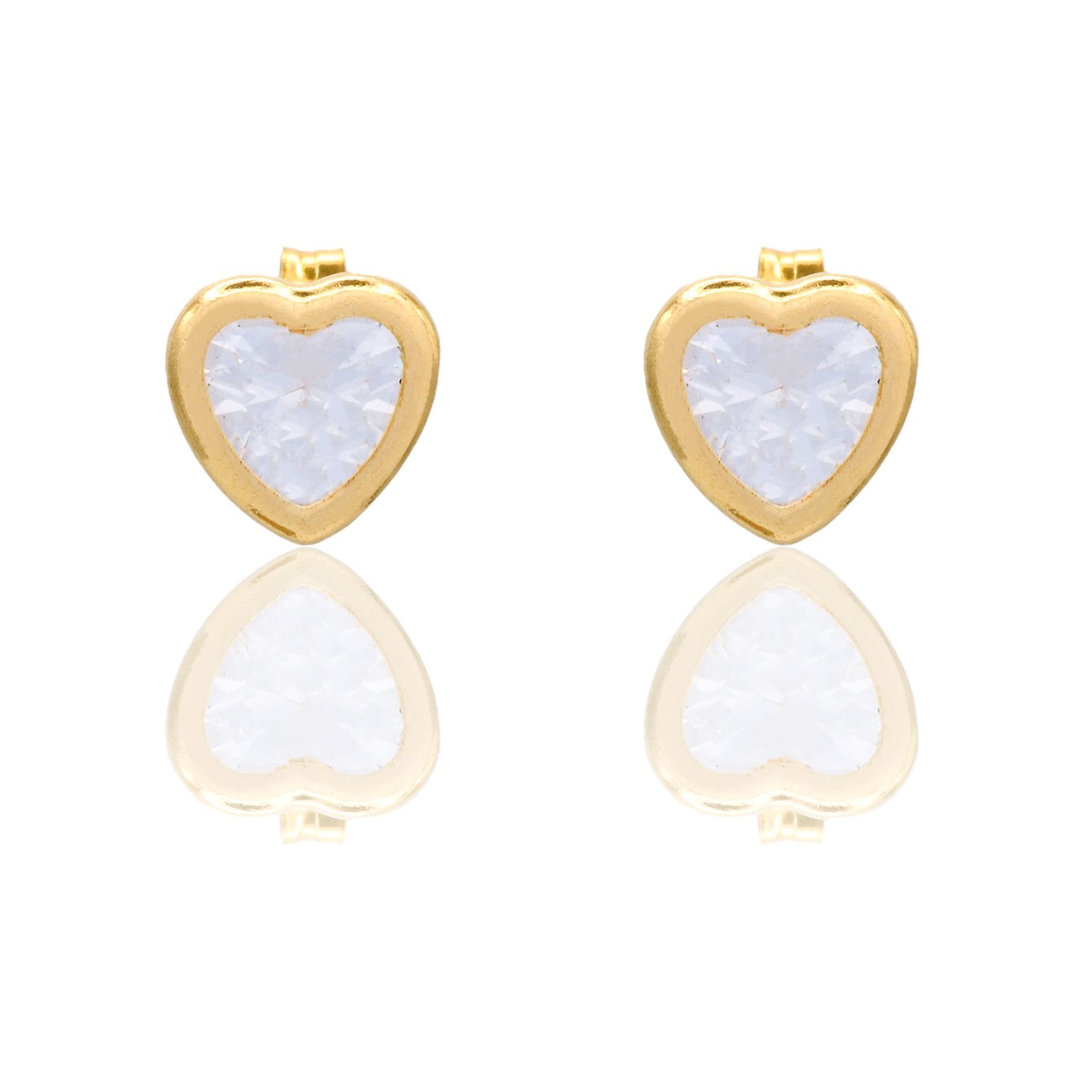 Orecchini Oro Giallo Oro 18 carati Punto Luce Contorno Cuore Zircone Bianco mis.2