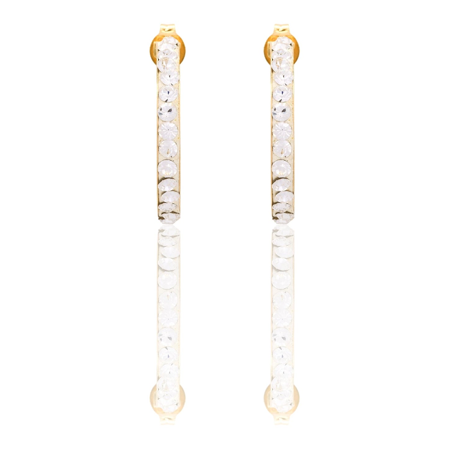 Orecchini Oro Giallo Oro 18 carati Cerchio pavè Zirconi Bianchi cm. 2 spessore mm 2