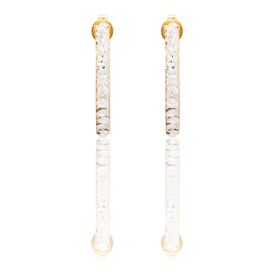 Orecchini Oro Giallo Oro 18 carati Cerchio pavè Zirconi Bianchi cm. 2 spessore mm 2