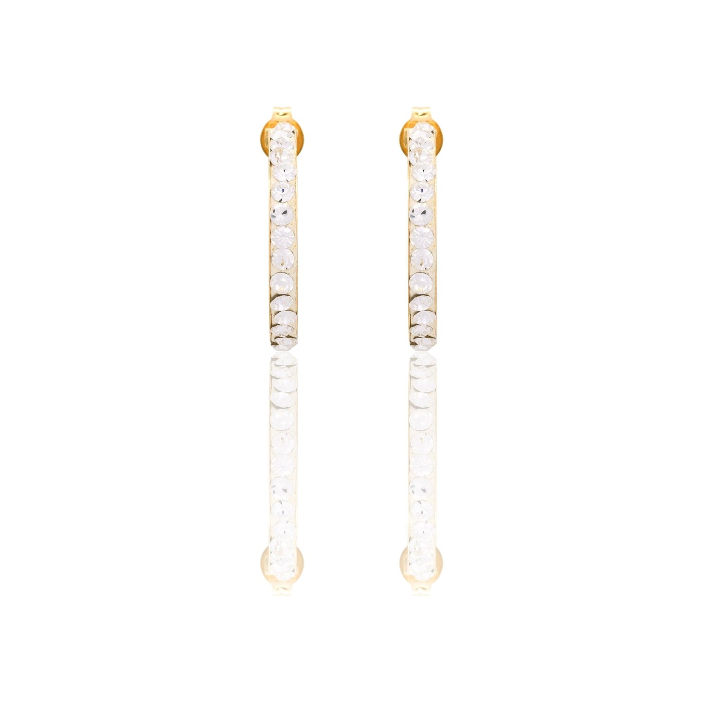 Orecchini Oro Giallo Oro 18 carati Cerchio pavè Zirconi Bianchi cm. 1 spessore mm 2