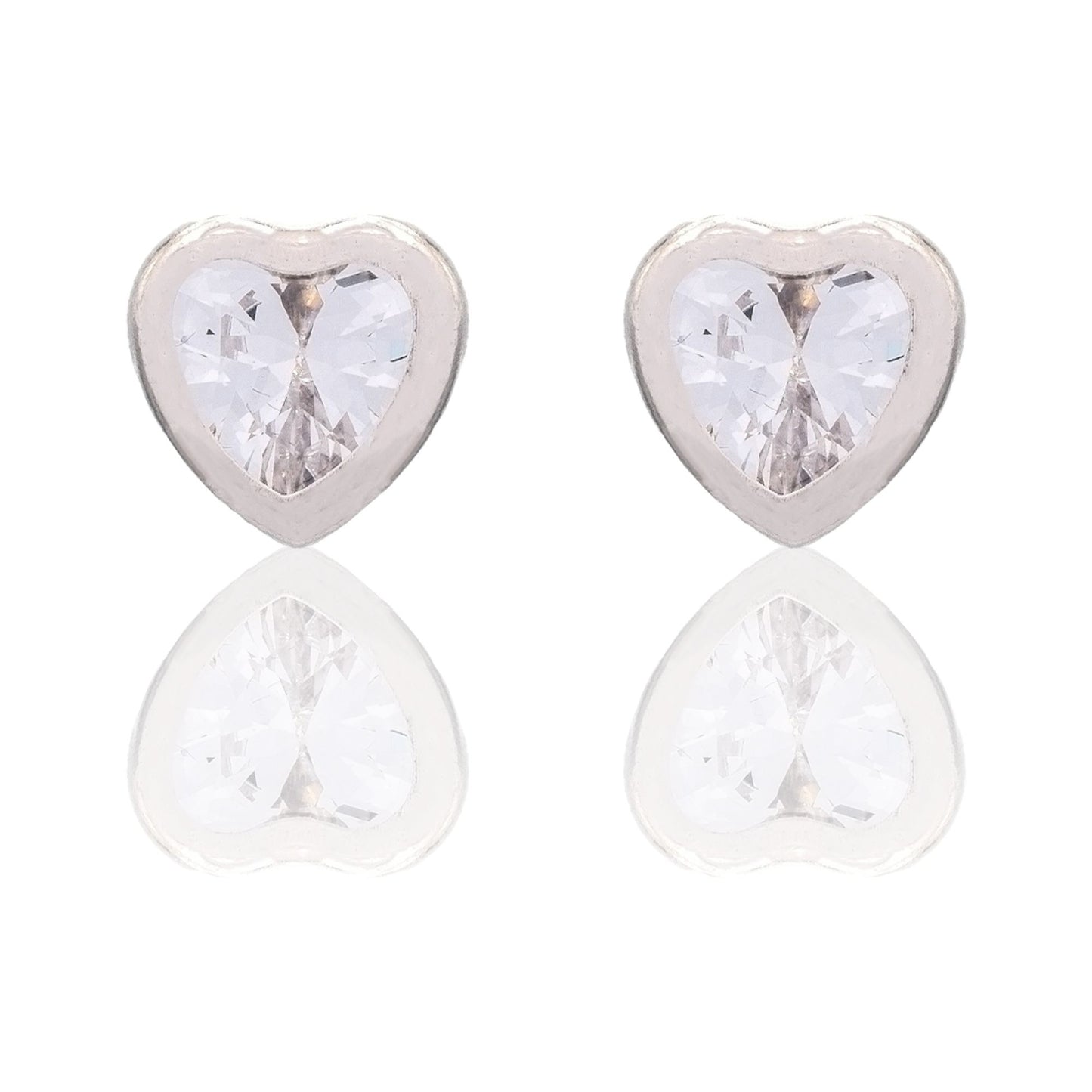 Orecchini Oro Bianco Oro 18 carati Punto Luce Cuore Zircone Bianco