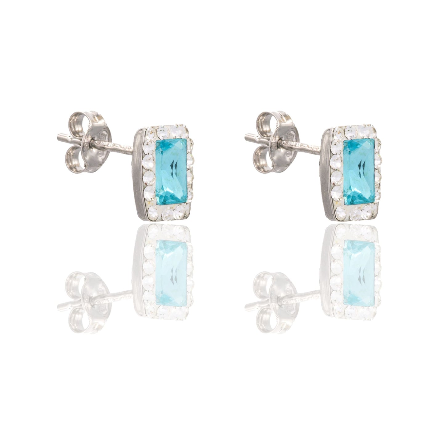 ORECCHINI DONNA RETTANGOLO PIETRA CENTRALE CONTORNO PAVE'