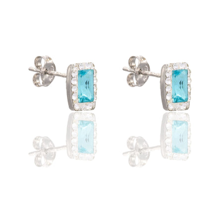 ORECCHINI DONNA RETTANGOLO PIETRA CENTRALE CONTORNO PAVE'