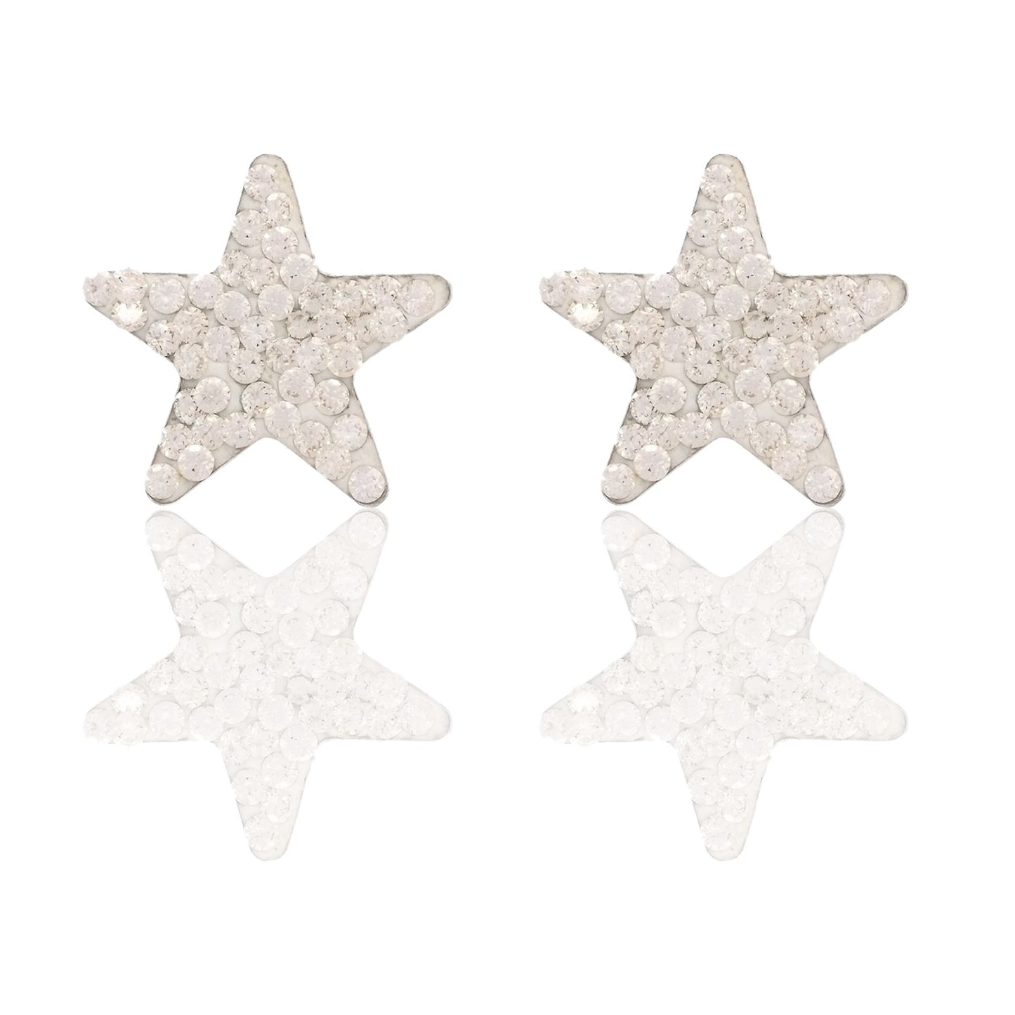 Orecchini Oro Bianco Oro 18 carati Stella Zirconata Zirconi Bianchi