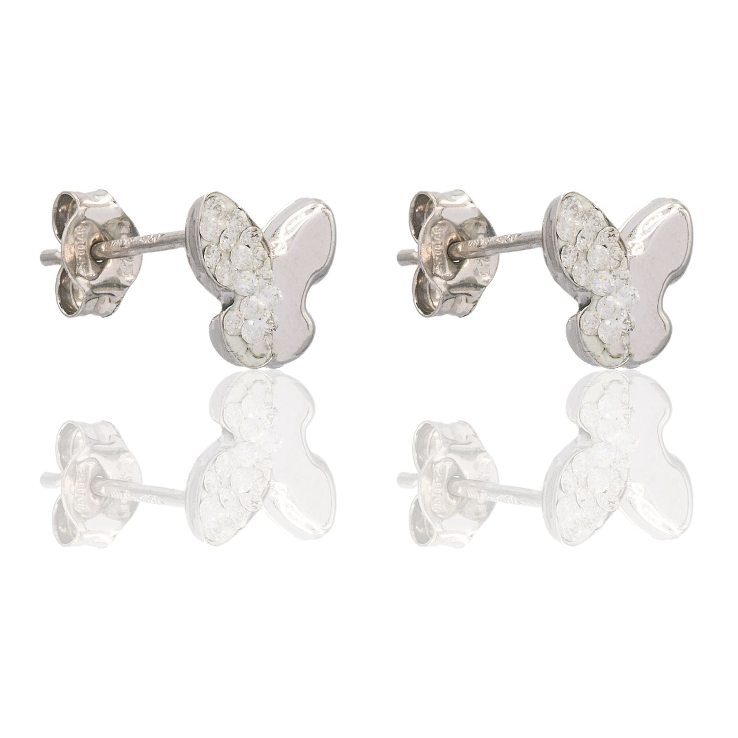 ORECCHINI DONNA FARFALLA META' LUCIDA META' ZIRCONATA