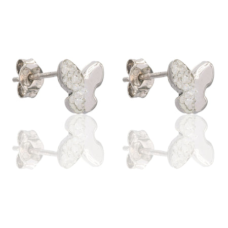 ORECCHINI DONNA FARFALLA META' LUCIDA META' ZIRCONATA