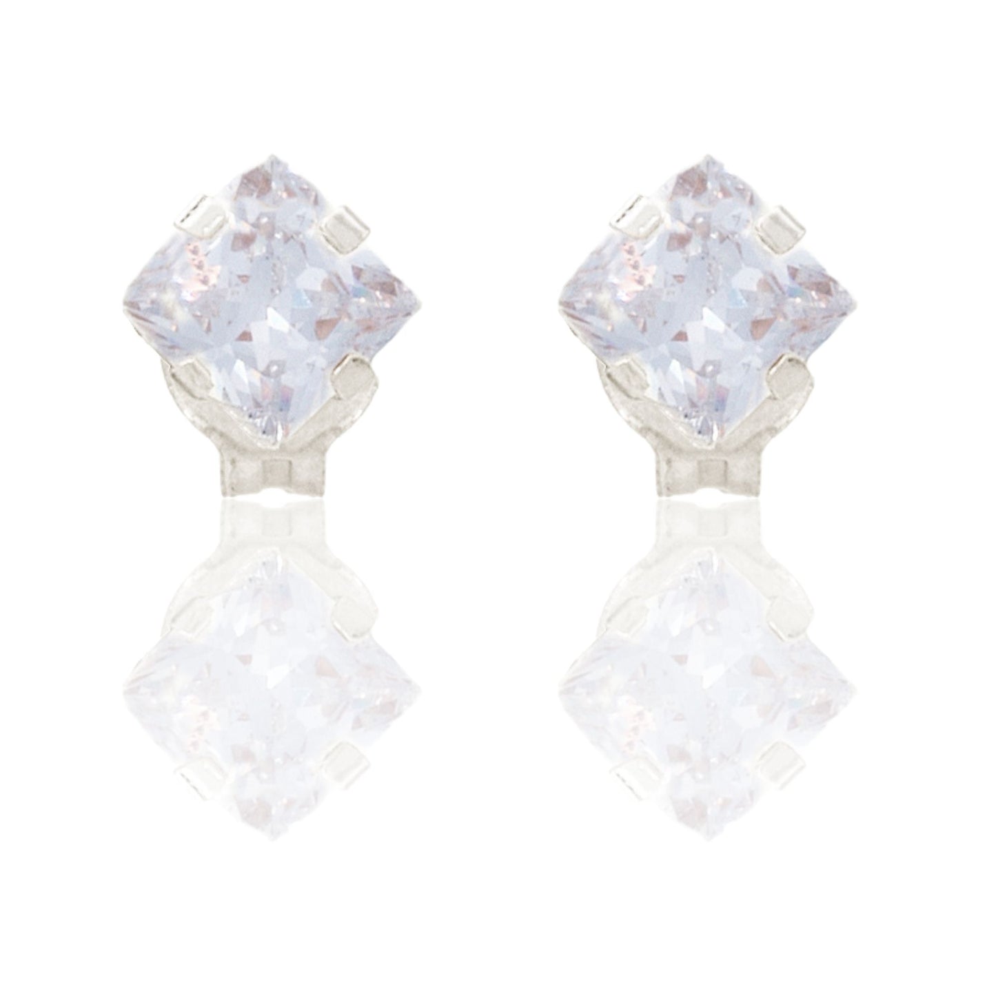 Orecchini Oro Bianco Oro 18 carati Punto Luce 4 Griffe Zircone Bianco