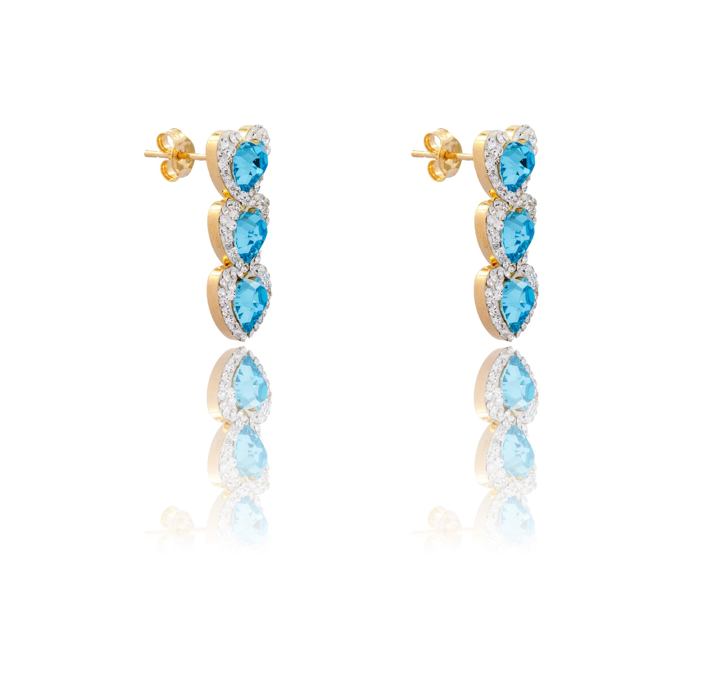 ORECCHINI DONNA TRILOGY CUORI PENDENTI CONTORNO PAVE'