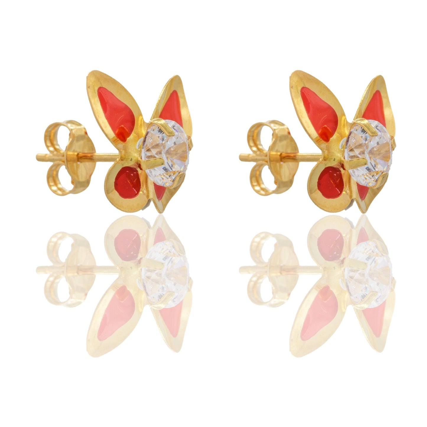 ORECCHINI BAMBINA FARFALLE SMALTATE CON PIETRA CENTRALE