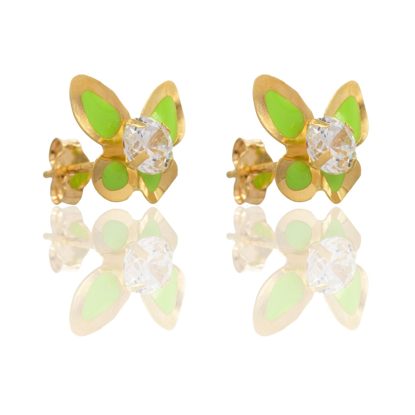 ORECCHINI BAMBINA FARFALLE SMALTATE CON PIETRA CENTRALE