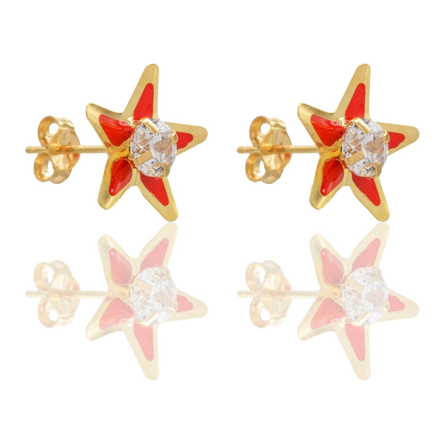 ORECCHINI BAMBINA STELLE SMALTATE CON PIETRA CENTRALE