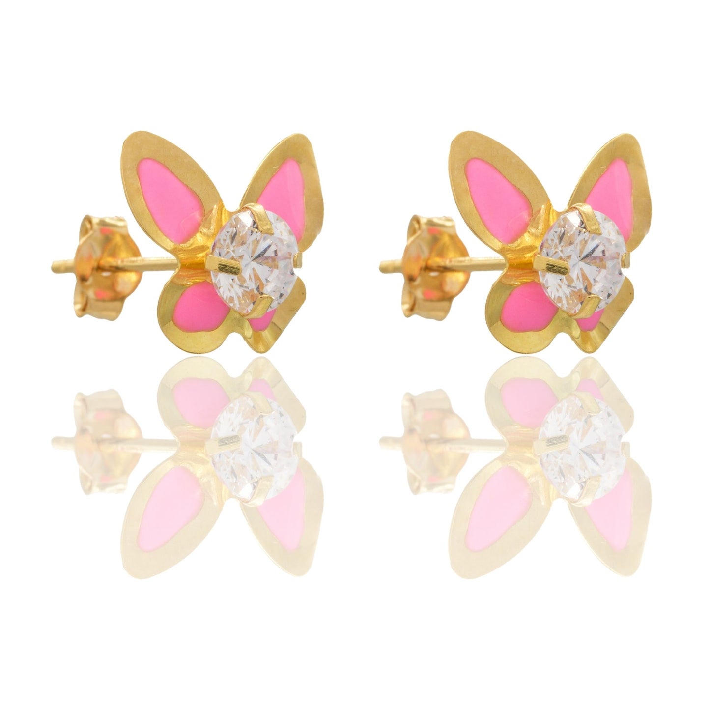 ORECCHINI BAMBINA FARFALLE SMALTATE CON PIETRA CENTRALE